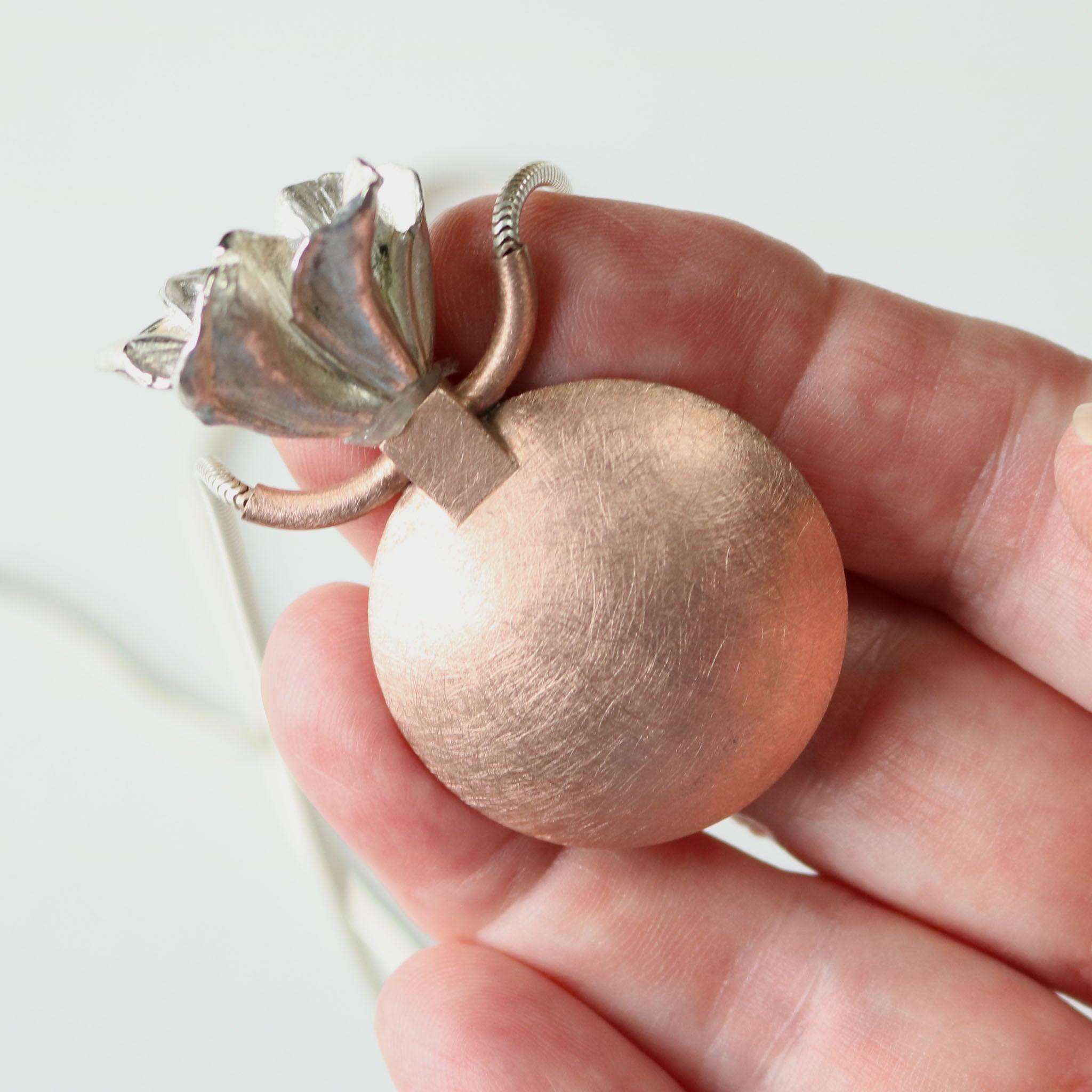 Copper Bottle Pendant with Silver and Plated Brass